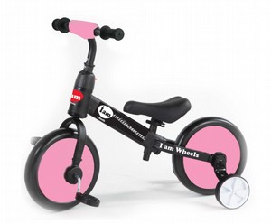 אופני איזון IAM וגלגלי עזר 2 ב 1 - ורוד אופני איזון IAM וגלגלי עזר 2 ב 1 - ורוד