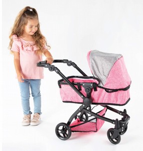 עגלת בובה מפוארת IAM- אמבטיה נסגרת ורוד אפור בהיר עגלת בובה מפוארת IAM- אמבטיה נסגרת ורוד אפור בהיר